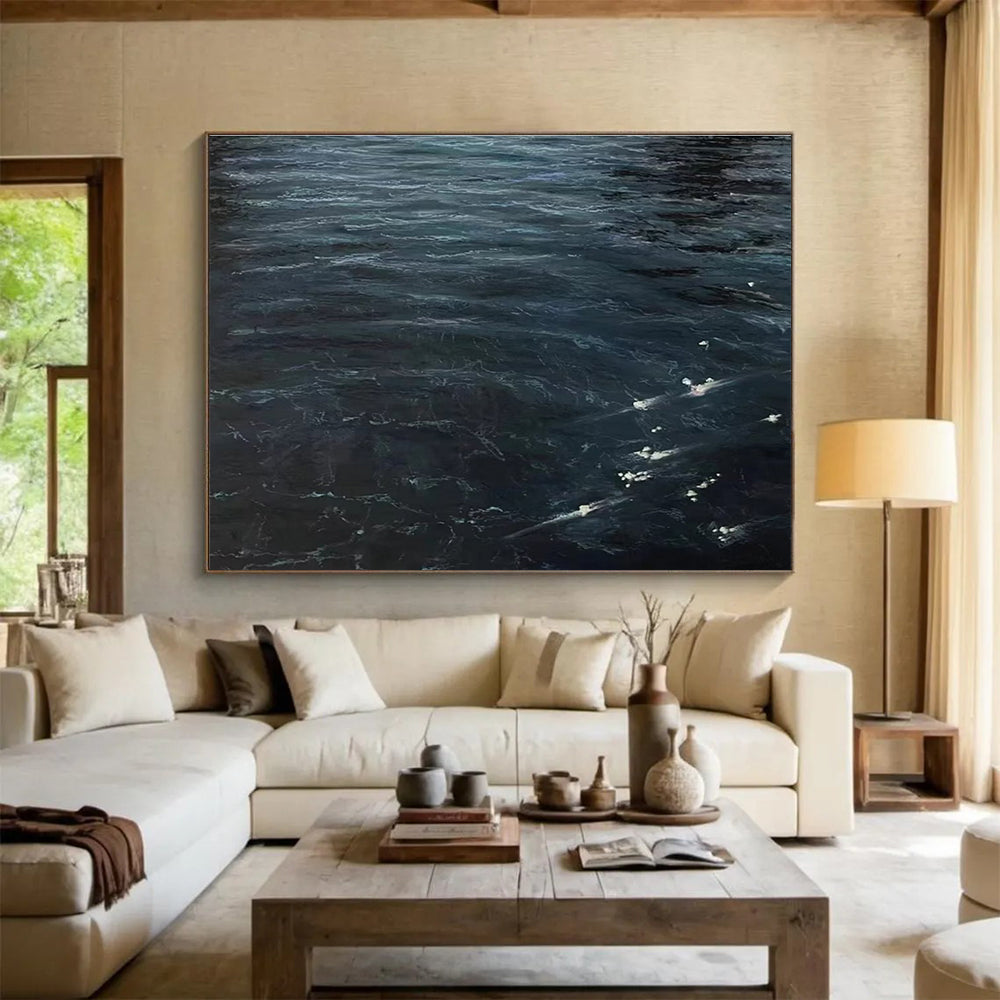 Dark Sea Abstract Painting for Nautical - Themed Home Theaters YHT265