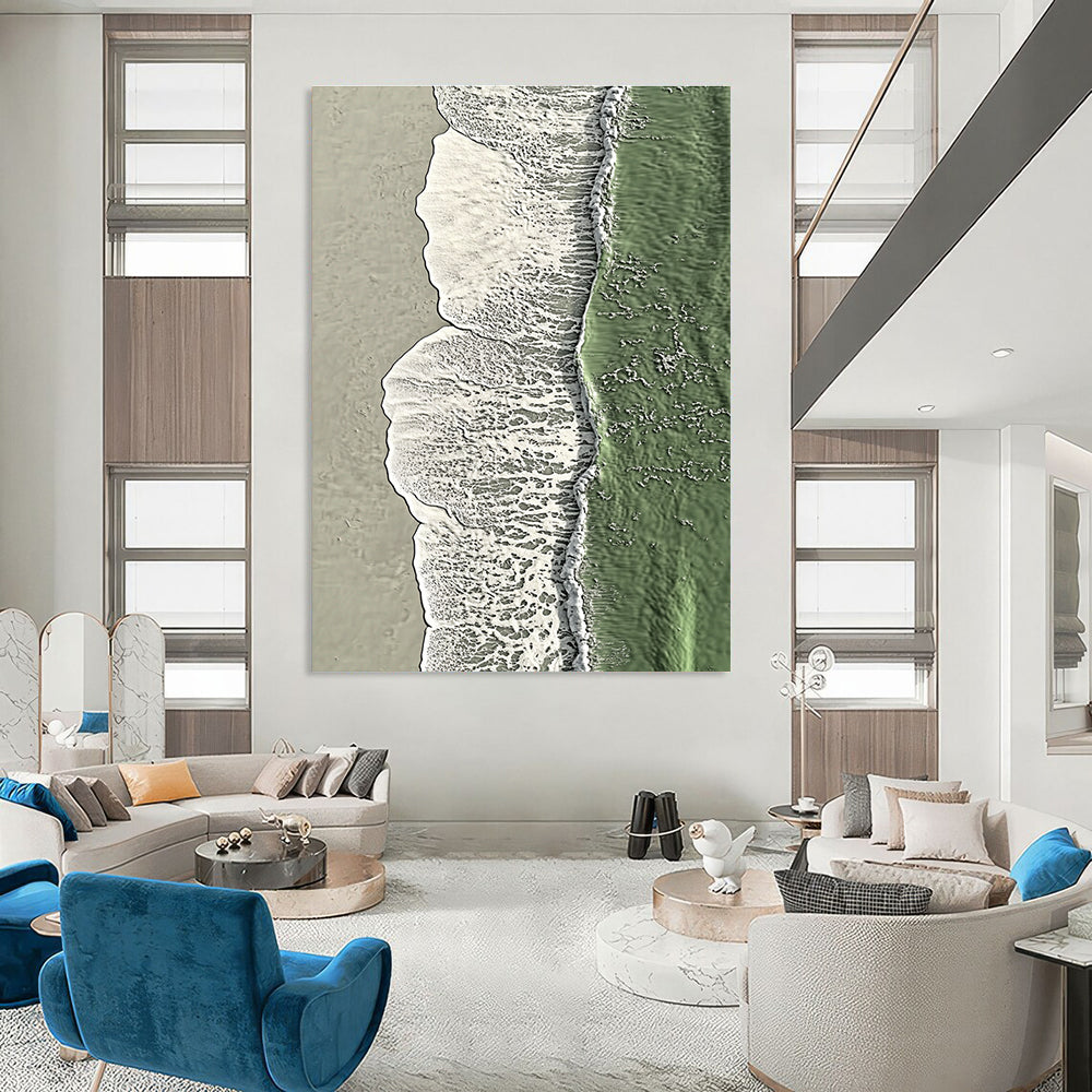 Green Ocean Aerial Contemporary Coastal Abstract Painting GAB0315