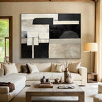 Geometric Monochrome Abstract Painting with Bold Simplicity WINK532