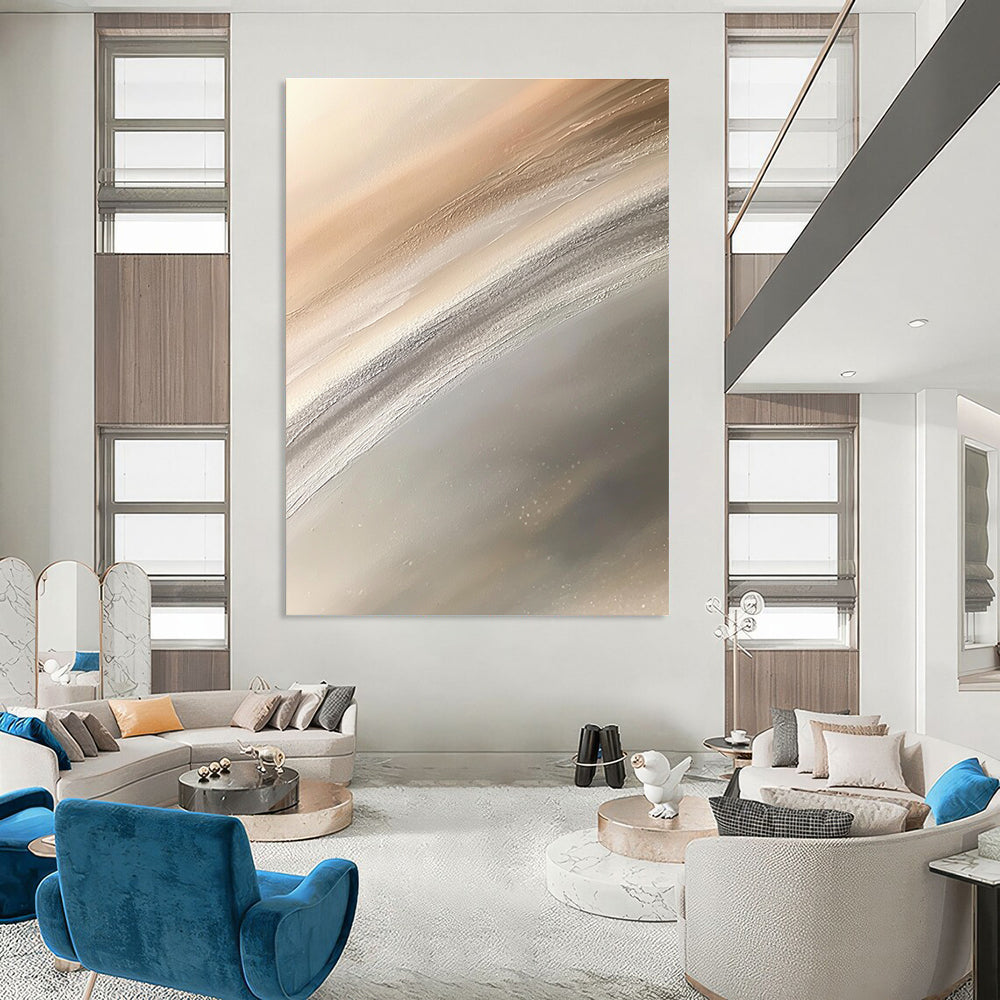 Soft Abstract Gradient Painting for Minimalist Bedrooms GAB1169