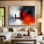 Red and Black Abstract Figure with Dramatic Tones Abstract Painting ABS389