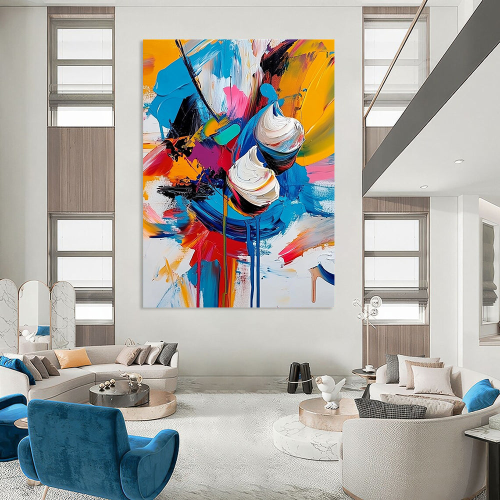 Colorful Abstract Blooms Painting for Vibrant Kitchens GAB0757