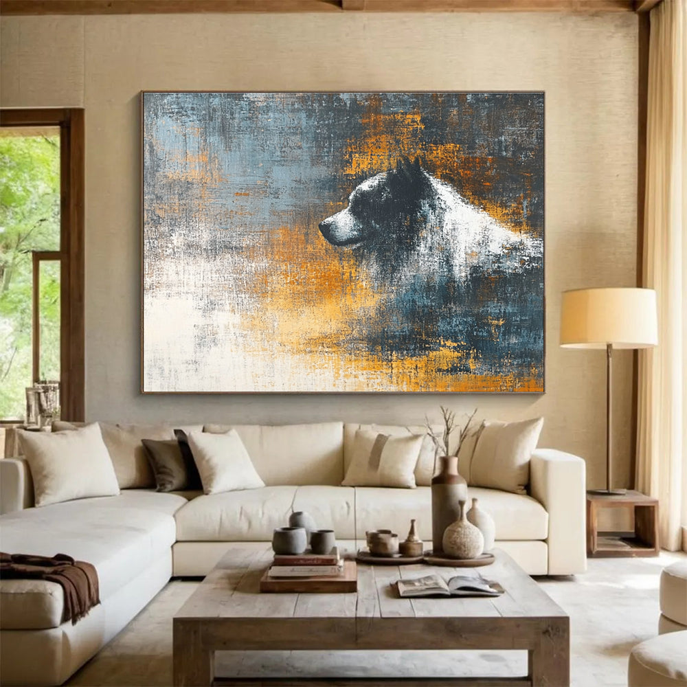 Dog Silhouette Abstract Painting with Textured Background ABS280