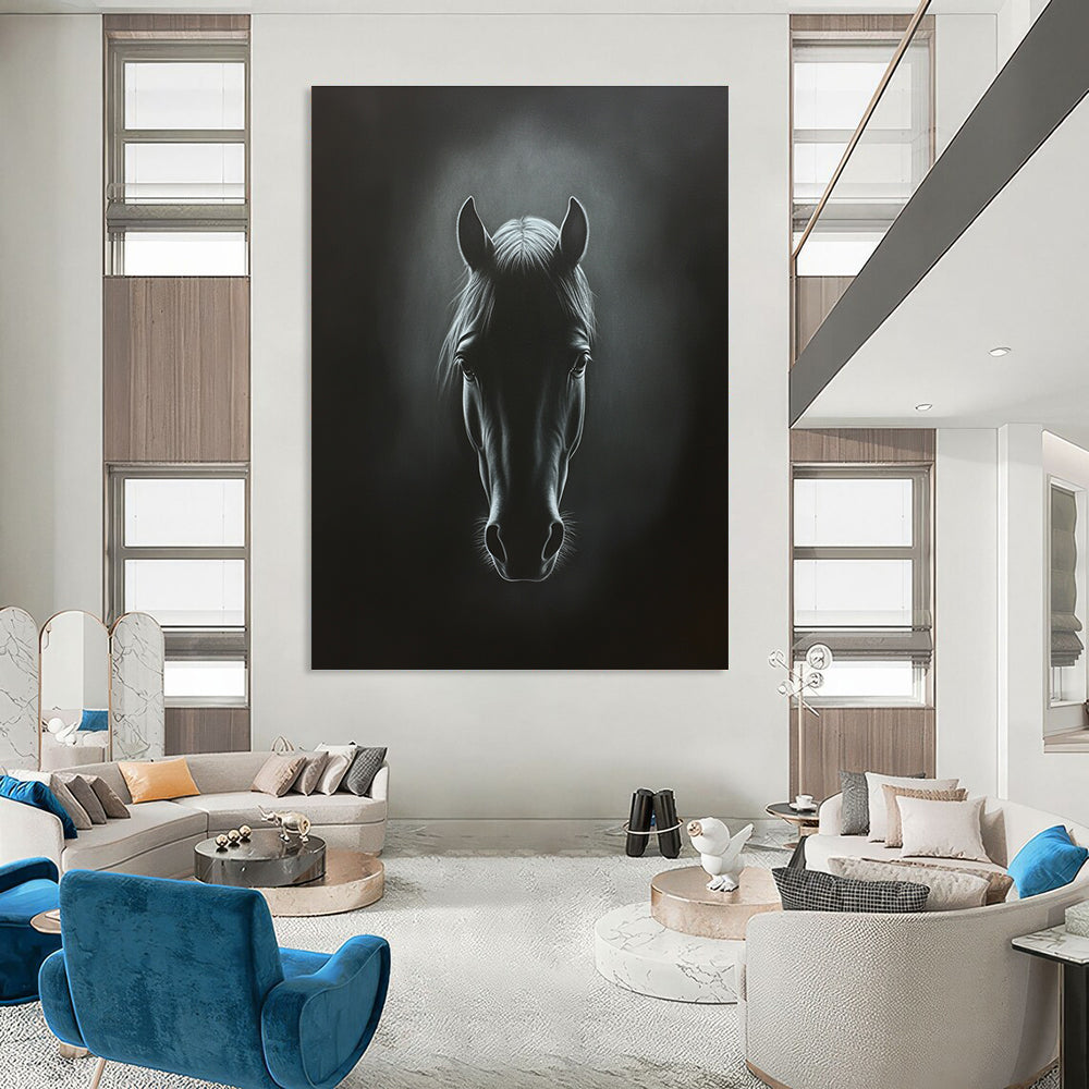 Dark Horse Portrait Abstract Painting of Mysterious Grace GAB0212