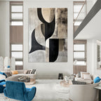 Black and Gray Geometric Abstract Painting for Industrial - Style Offices GAB0922