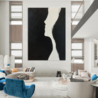 Profile Silhouette Minimalist Abstract Painting in Black and White GAB0026