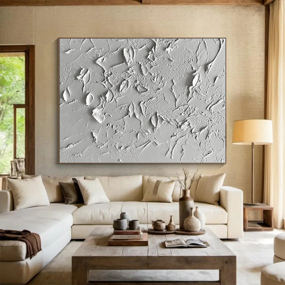 White Textured Surface Abstract Painting with Subtle Depth WINK093