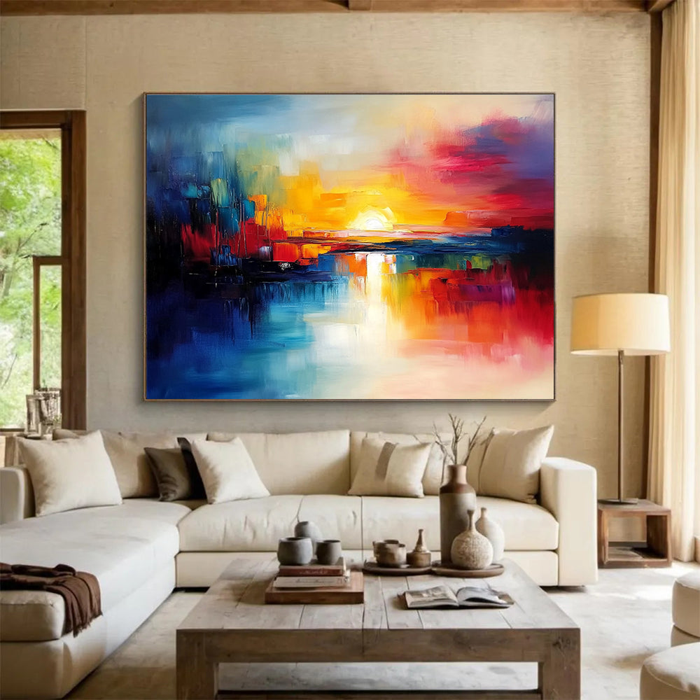 Colorful Abstract Sunset: Vibrant Emotions in Bold Hues Abstract Painting ABS152