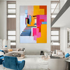 Colorful Abstract Staircase Painting for Modern Home Entrances GAB1140