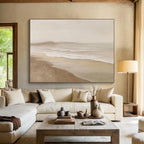 Beige Coastal Abstract Painting for Beachfront Hotel Lobbies YHT397