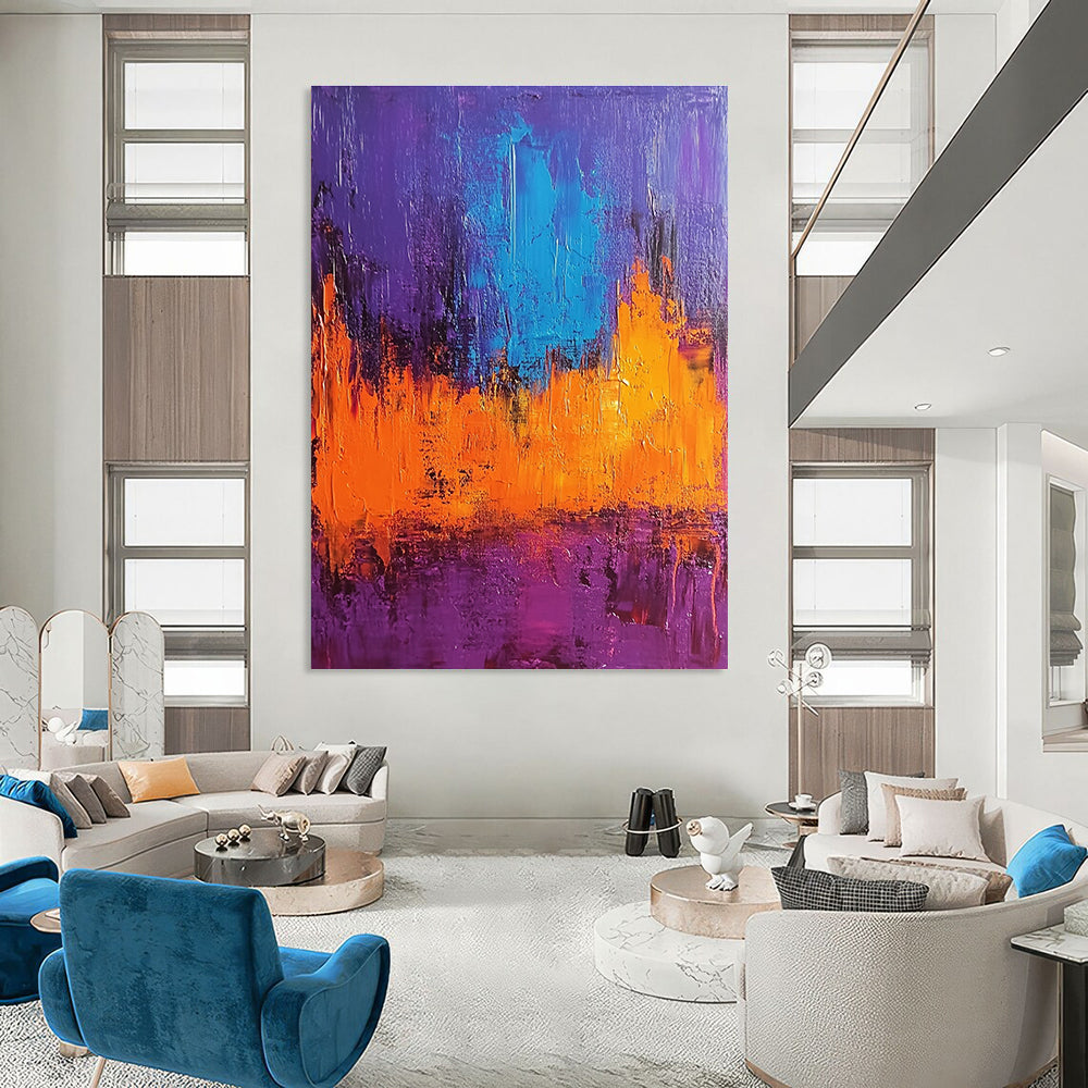 Purple and Orange Abstract Painting for Vibrant Interiors GAB0711