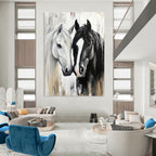 Two Horses Portrait Graceful Abstract Painting for Equestrian Enthusiasts GAB1499