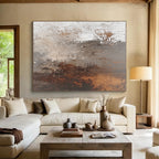 Rustic Brown and White Abstract Painting with Earthy Warmth WINK115