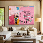 Pink Abstract Graffiti Painting for Urban Lofts YHT198