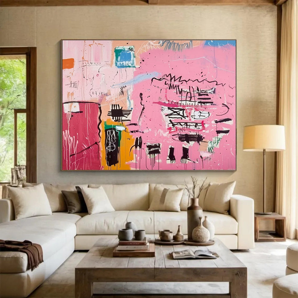 Pink Abstract Graffiti Painting for Urban Lofts YHT198