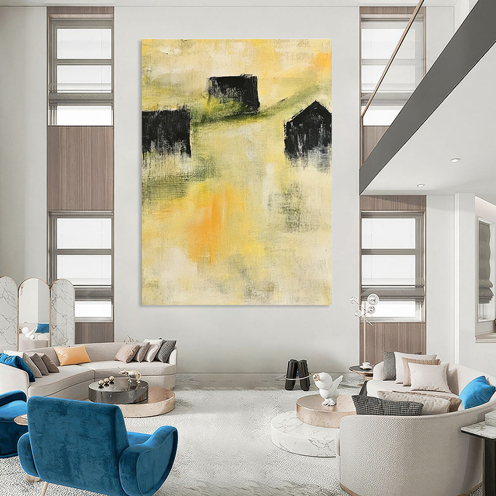 Yellow - Toned Abstract Painting for Bright - Styled Breakfast Nooks GAB1046