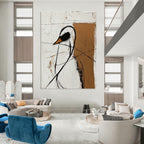 Minimalist Bird Abstract Painting for Nature - Loving Studies GAB0962