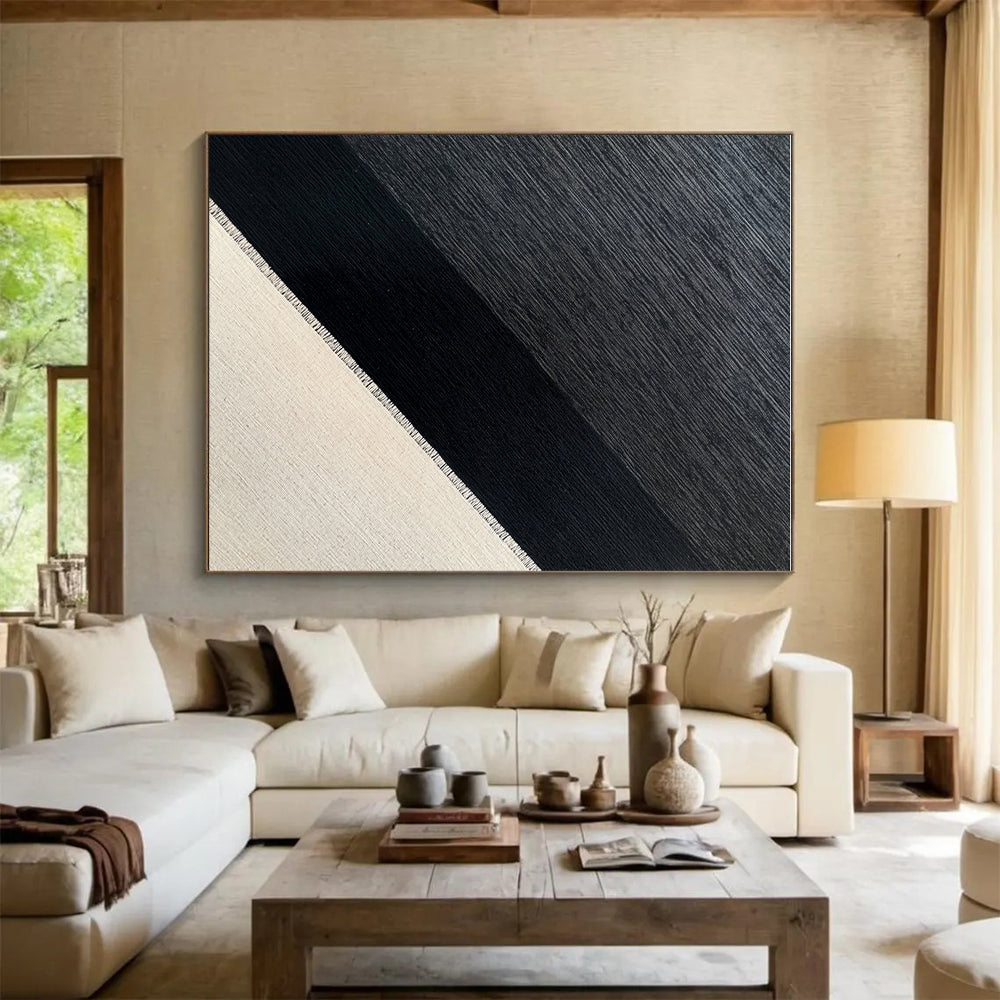 Black - Gray Textured Weave Abstract Painting with Industrial Chic WINK215