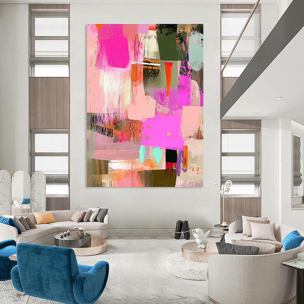 Colorful Collage Abstract Painting for Bohemian - Styled Cafes GAB1013