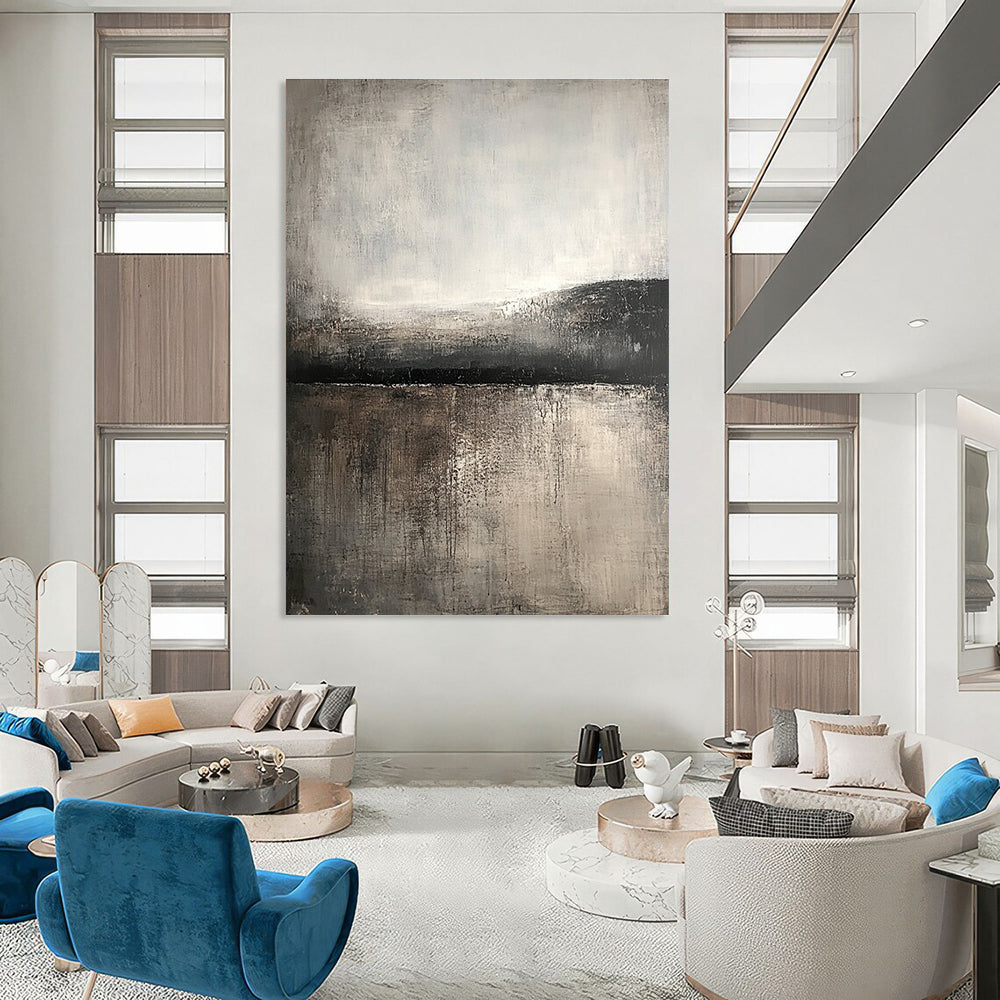 Monochrome Lake Abstract - Minimalist Landscape Abstract Art GAB0515