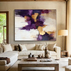 Purple Gold White Abstract Painting with Luxurious Vibes WINK618