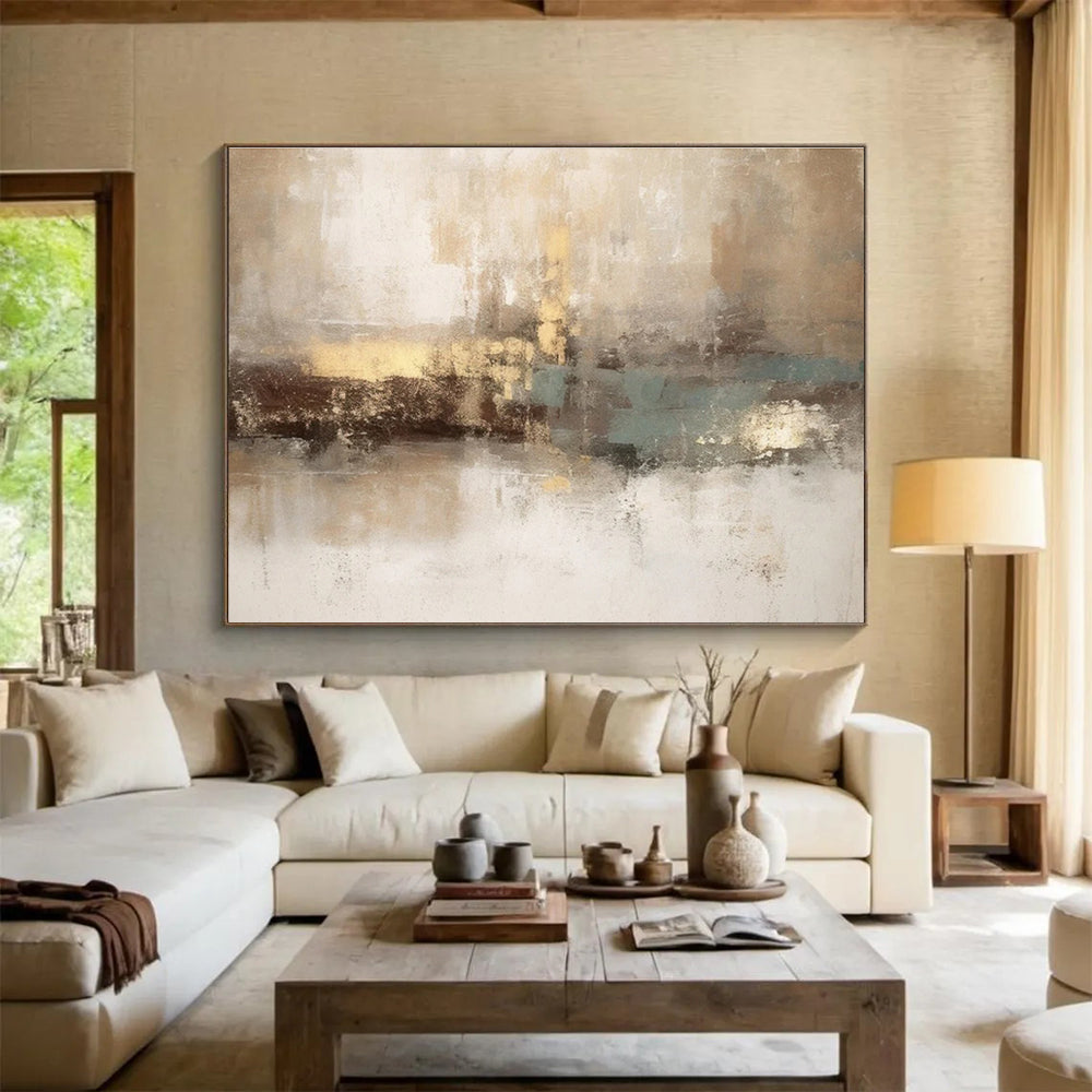 Earth - Toned Abstract Painting for Timeless Interiors YHT069