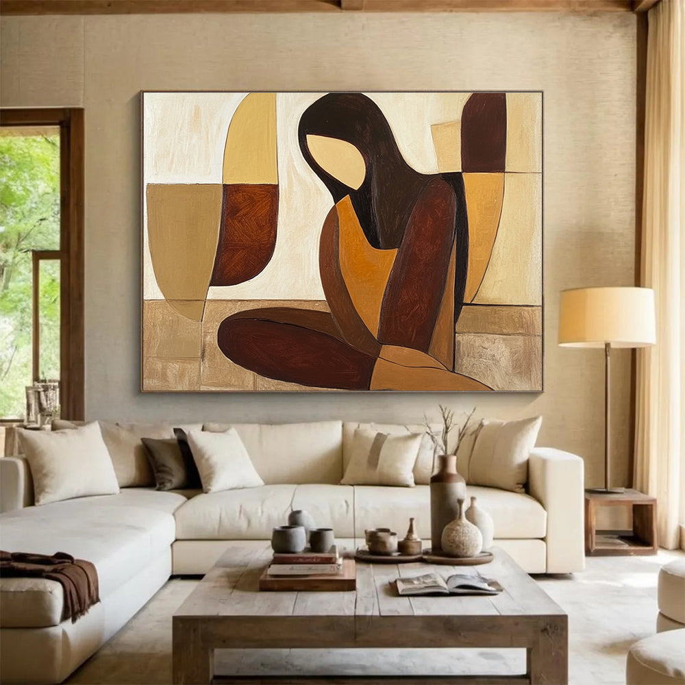 Geometric Figure Abstract Painting with Simplified, Serene Forms ABS496