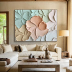 Textured Floral Relief Abstract Painting with Soft Pastel Tones WINK001