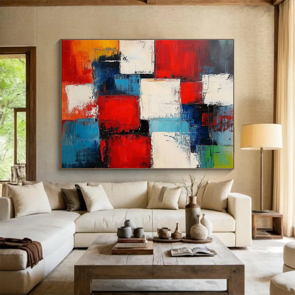 Geometric Color Collage Abstract Painting with Dynamic, Structured Combinations ABS505