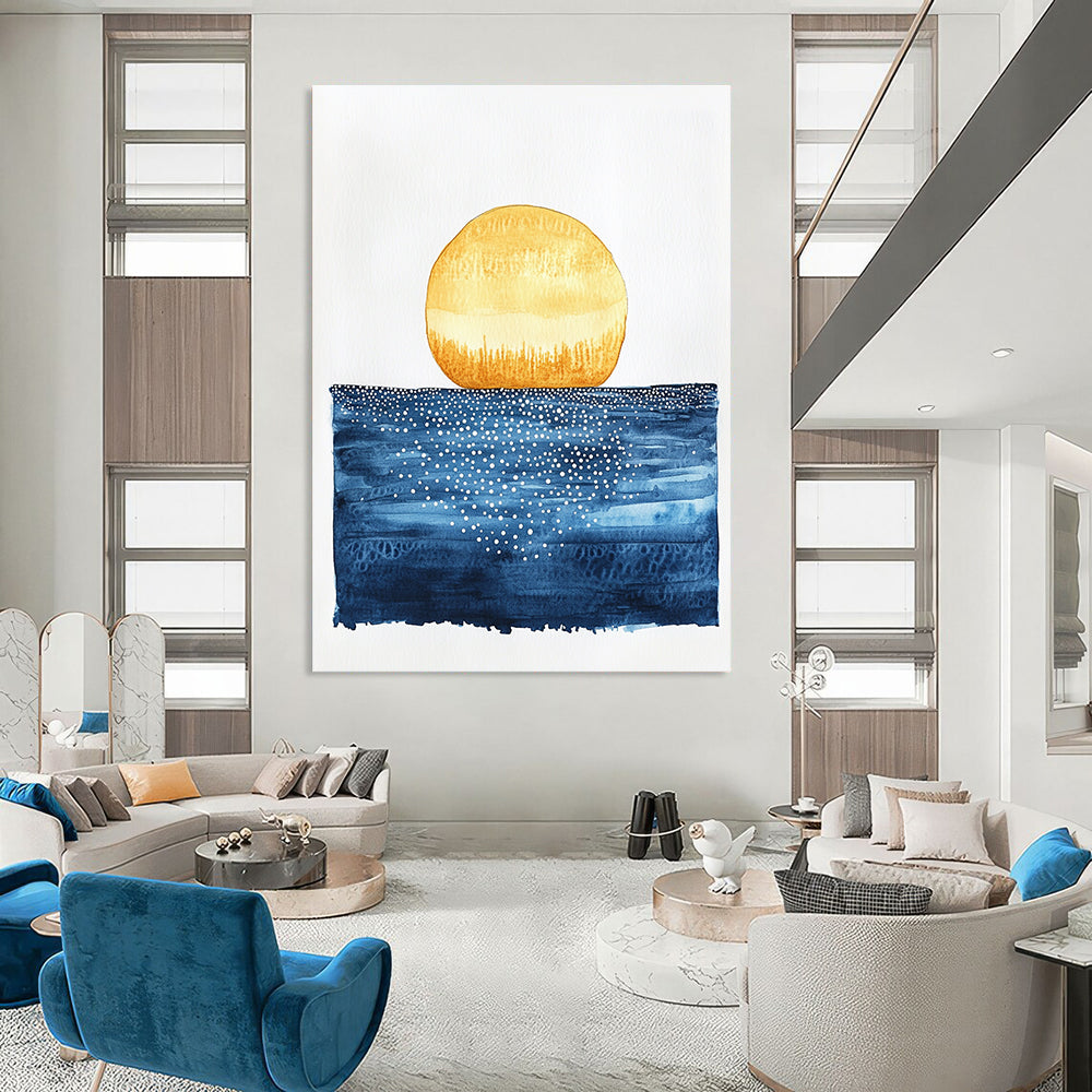 Sun and Sparkling Sea Abstract Painting for Nautical - Inspired Living Rooms GAB0991