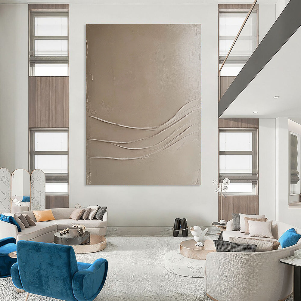 Beige Textured Abstract Painting for Minimalist Living Rooms GAB1032