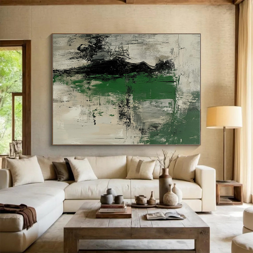 Abstract Figure in Green Painting with Enigmatic Presence WINK526