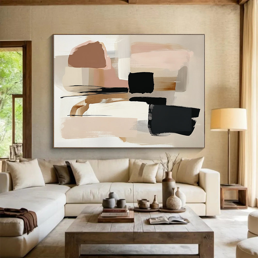 Neutral Tones Block Abstract Painting with Subtle Sophistication WINK791
