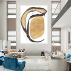 Luxe Gold - Black Abstract Forms Art for Opulent Entrances HENG223