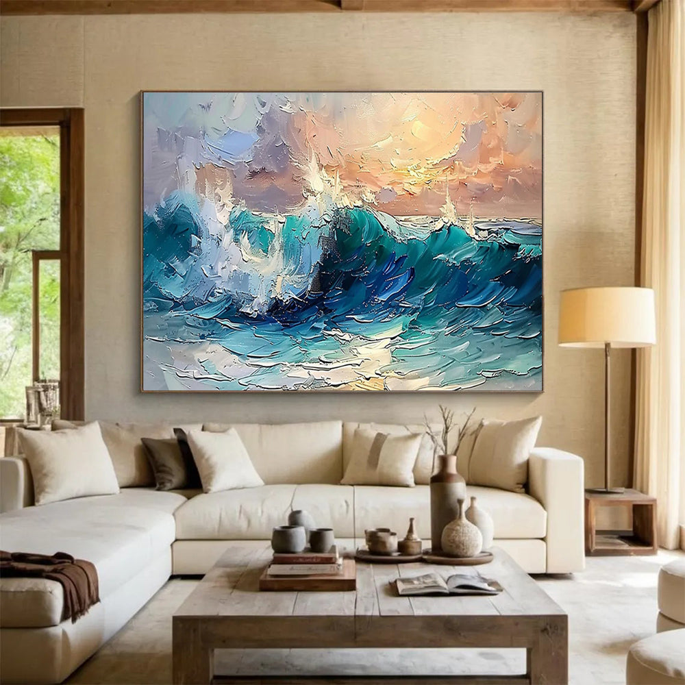 Sea Wave Abstract Painting for Nautical - Themed Home Theaters YHT296
