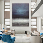 Moody Dark - Light Abstract Horizon Painting for Dramatic Spaces HENG259