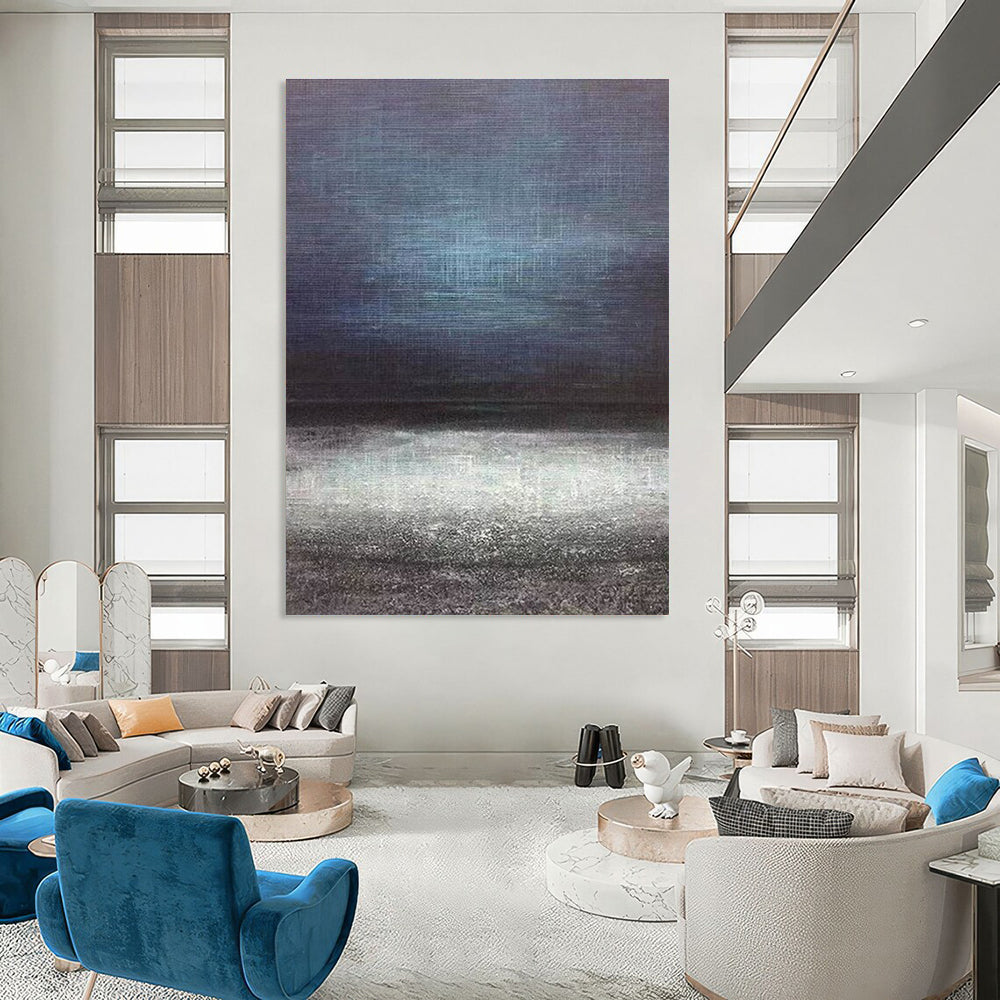 Moody Dark - Light Abstract Horizon Painting for Dramatic Spaces HENG259