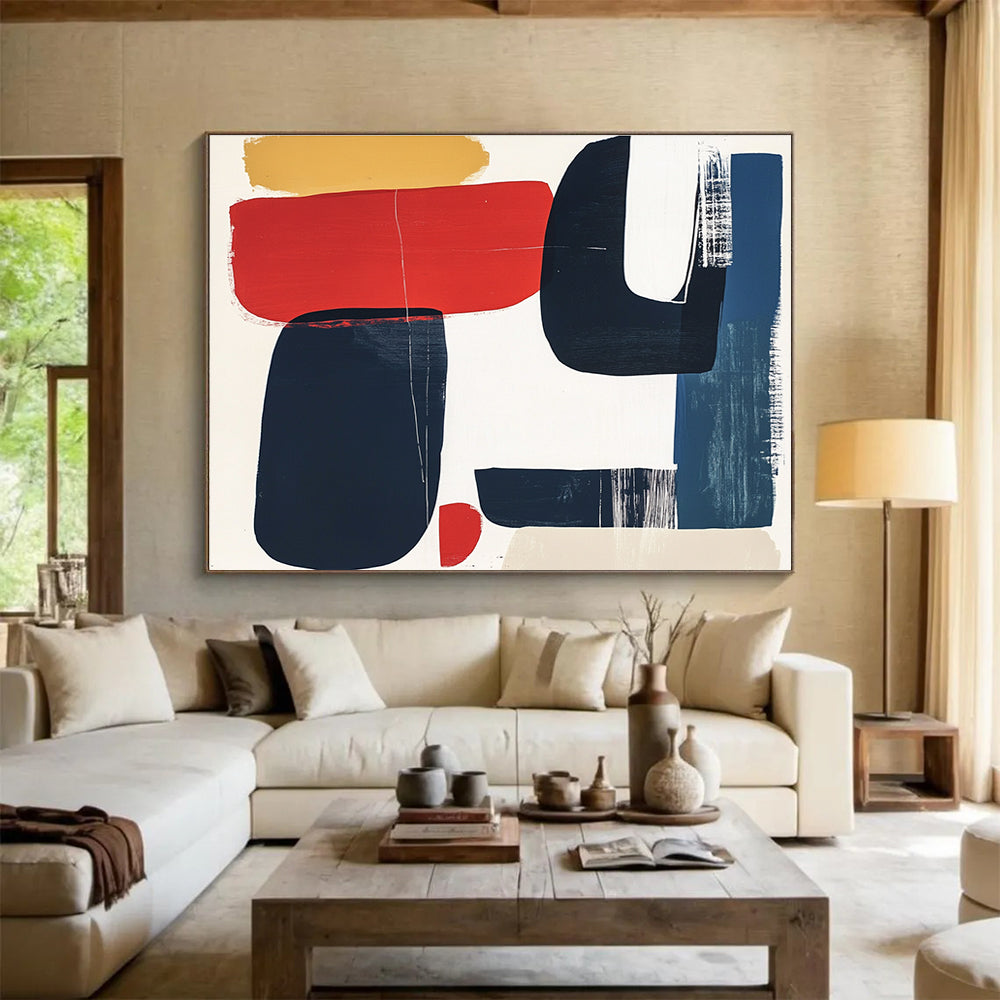 Dynamic Geometric Abstract with Red and Black ABS083
