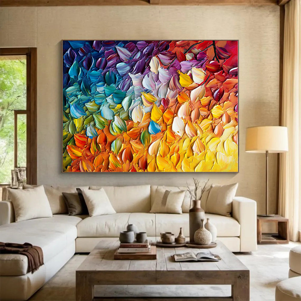 Colorful Petal Abstract Painting with Impasto Technique WINK833