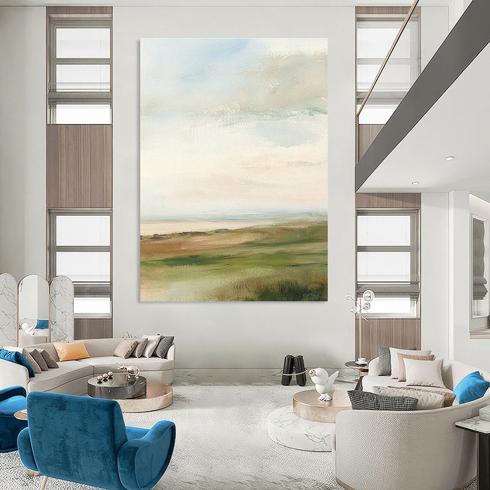 Soft Pastel Landscape Abstract Painting for Coastal - Themed Cafes GAB0982