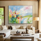 Colorful Floral Landscape Abstract Painting with Vivid Brushstrokes ABS244