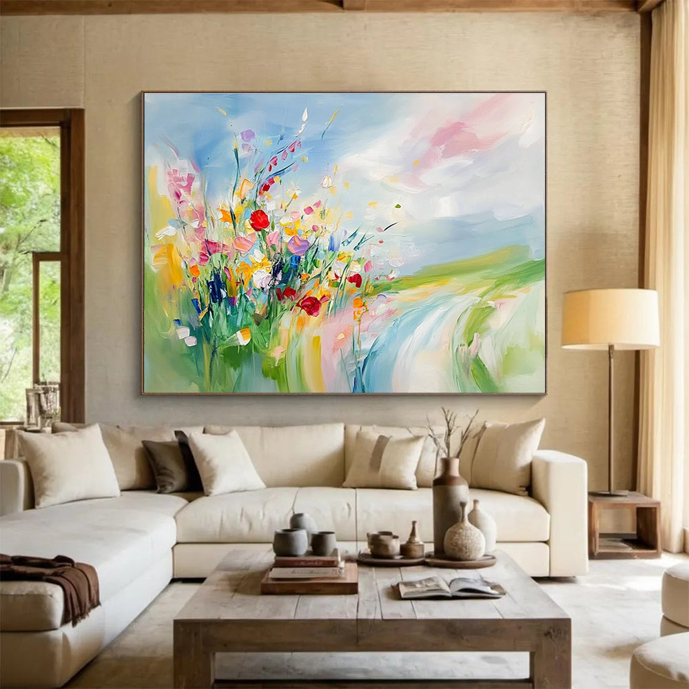 Colorful Floral Landscape Abstract Painting with Vivid Brushstrokes ABS244