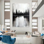 Monochrome Cityscape Abstract - Dramatic Urban Abstract Painting GAB0649
