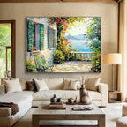 Coastal Villa Abstract Painting for Mediterranean - Style Resorts YHT415