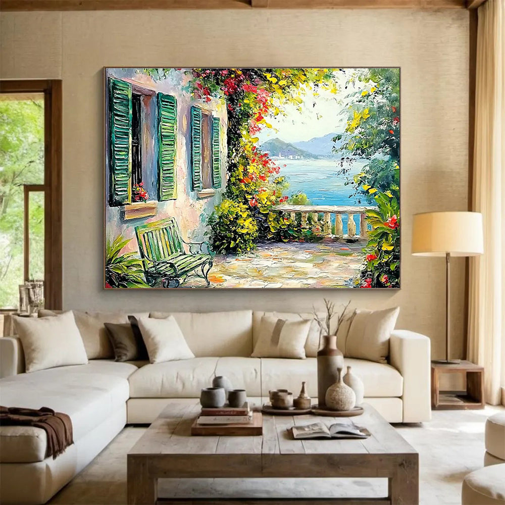 Coastal Villa Abstract Painting for Mediterranean - Style Resorts YHT415