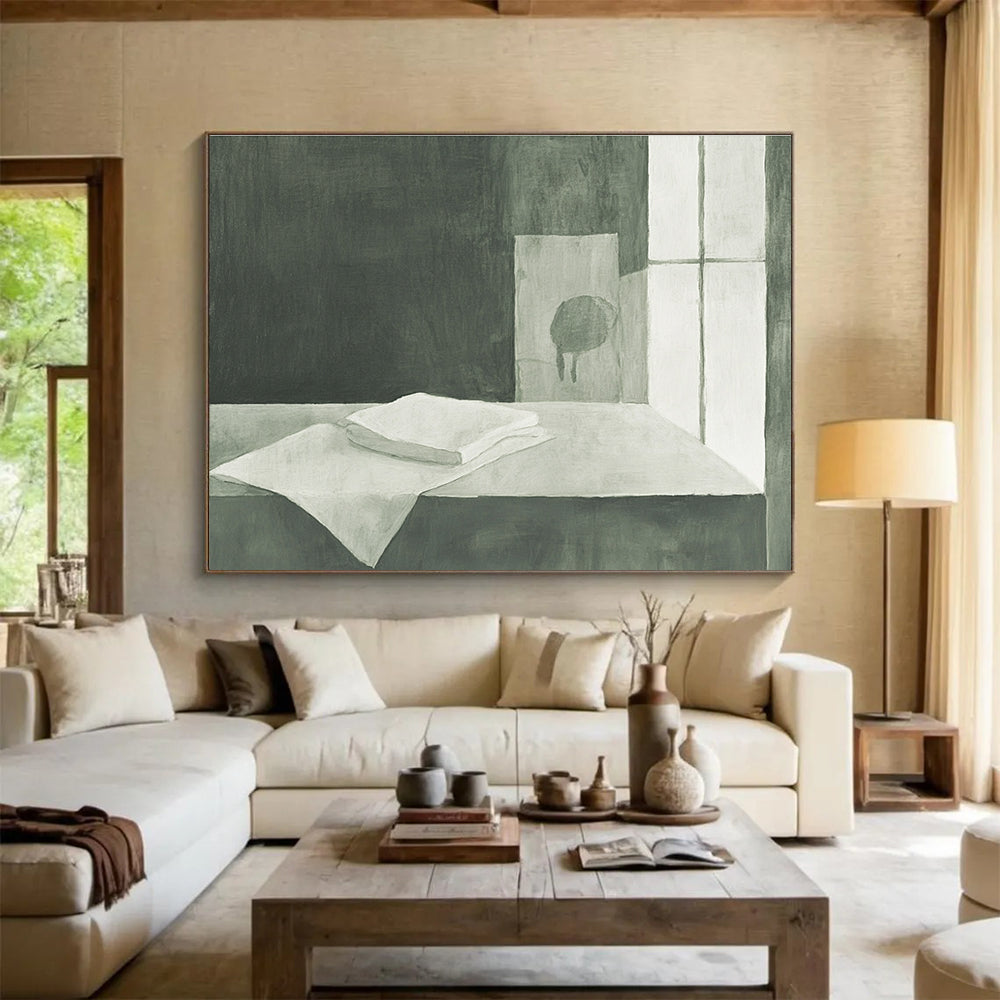 Monochrome Still Life: Quiet Contemplation in Gray Tones Abstract Painting ABS162