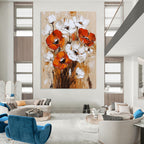 Bold Poppy Blossoms Expressive Floral Abstract Painting GAB0279