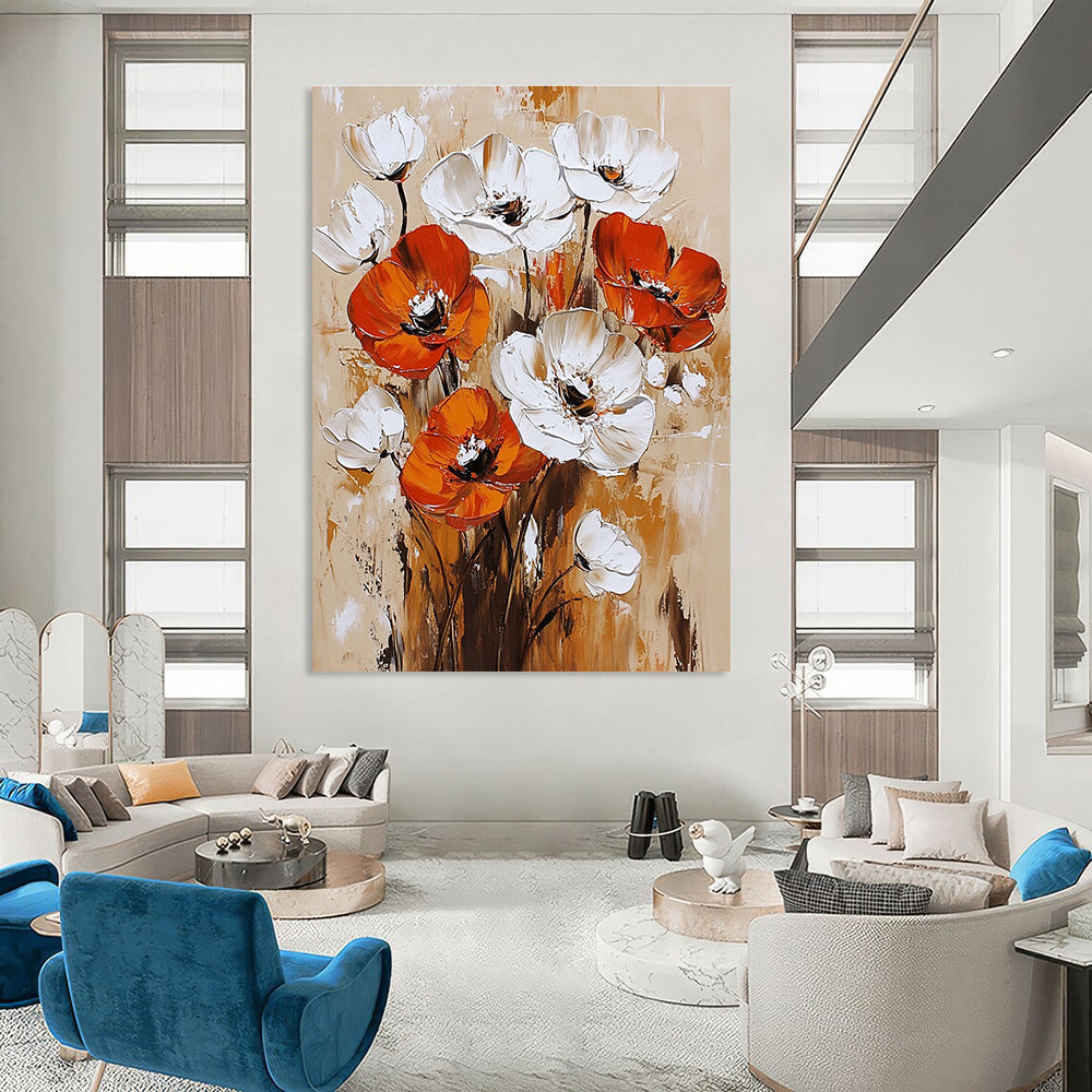 Bold Poppy Blossoms Expressive Floral Abstract Painting GAB0279