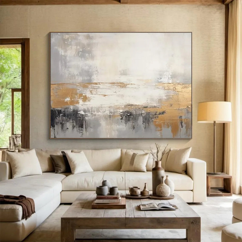 Gold - Accented Abstract Painting for Glamorous Spaces YHT107