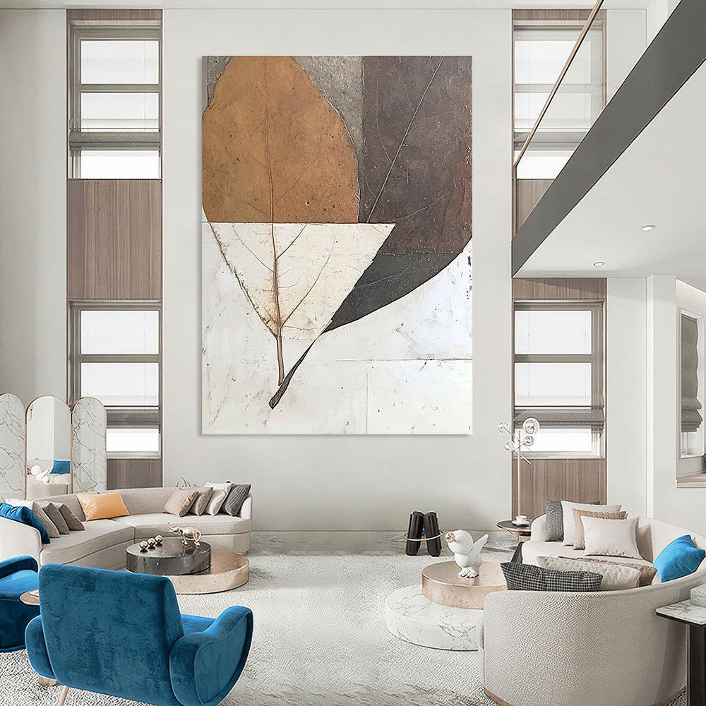 Collaged Leaves Artistic Botanical Abstract Painting GAB0312